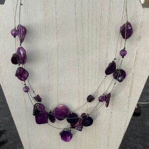 Amethyst & Silver 3 Wire Necklace